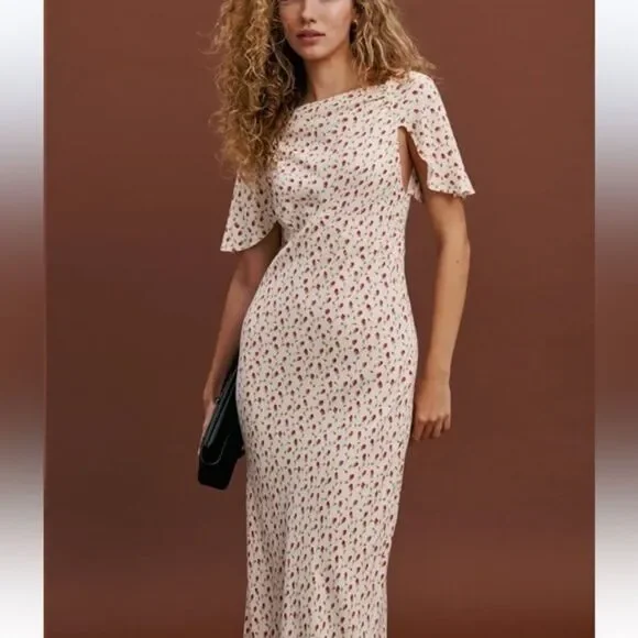 Reformation Lassie Floral Cream Dress size 8 - Picture 1 of 7